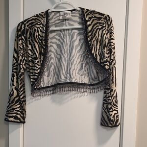 Joseph Ribkoff Zebra Print Beaded Top - Made in Canada - Size 6 ❤️🦓